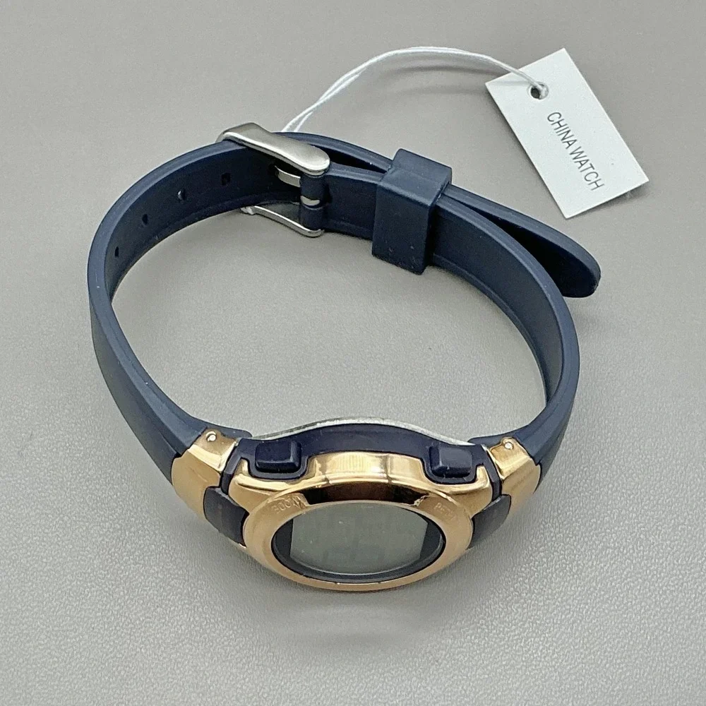 Armitron Watch Womens‎ Digital Blue Resin Strap Gold Tone 100M WR Chronograph